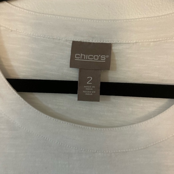 Chico’s Embroidered Gauze Sleeve Tee Size 2 New w/o tags - Picture 2 of 4